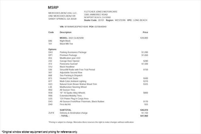 used 2023 Mercedes-Benz GLB 250 car, priced at $35,894