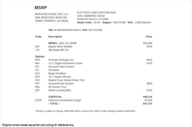used 2022 Mercedes-Benz GLC 300 car, priced at $29,894