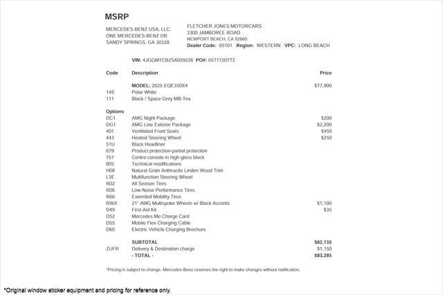 used 2025 Mercedes-Benz EQE 350 car, priced at $83,285