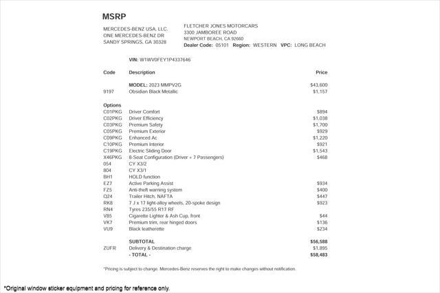 used 2023 Mercedes-Benz Metris car, priced at $39,894