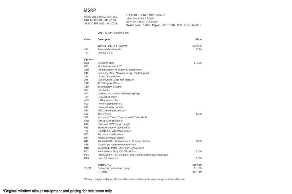 used 2024 Mercedes-Benz GLE 350 car, priced at $43,893