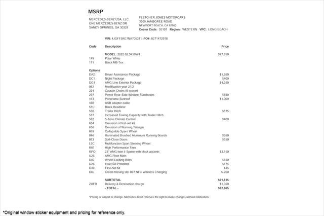used 2022 Mercedes-Benz GLS 450 car, priced at $58,894