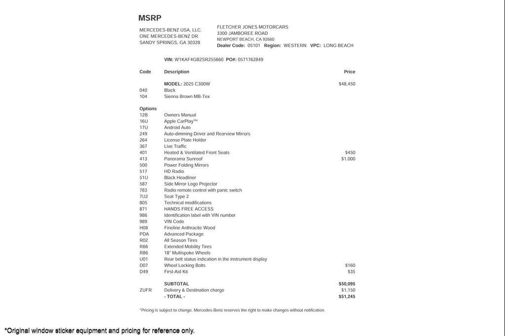 used 2025 Mercedes-Benz C-Class car, priced at $51,245