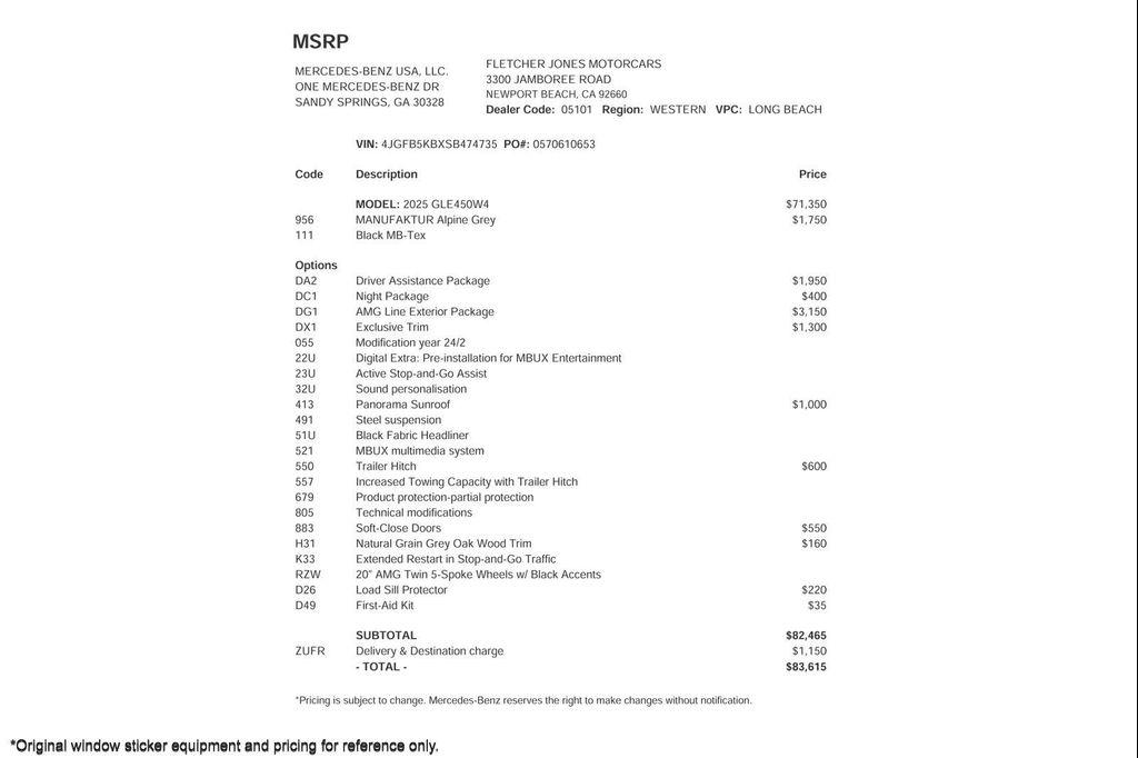 used 2025 Mercedes-Benz GLE 450 car, priced at $77,894