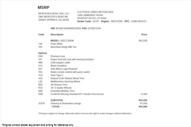 used 2022 Mercedes-Benz C-Class car, priced at $32,894