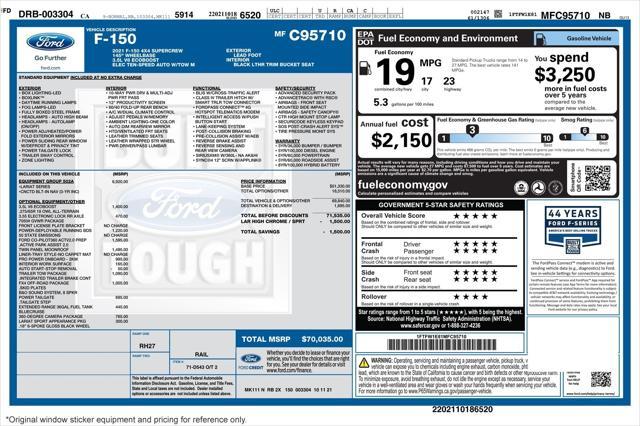 used 2021 Ford F-150 car, priced at $45,894
