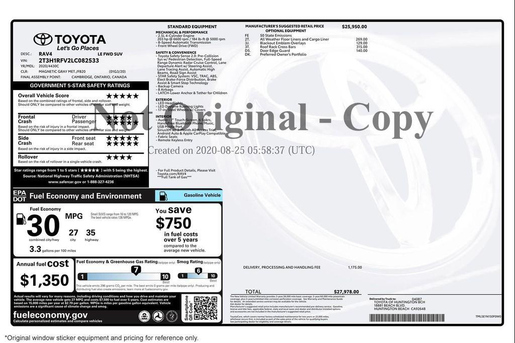 used 2020 Toyota RAV4 car, priced at $23,894