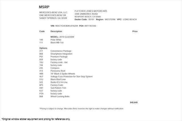 used 2019 Mercedes-Benz GLA 250 car, priced at $18,894