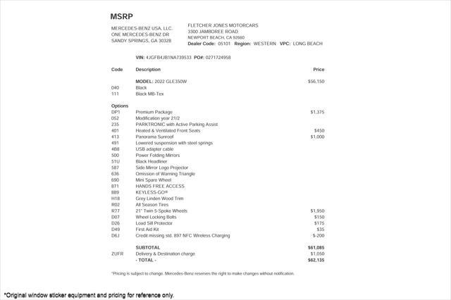 used 2022 Mercedes-Benz GLE 350 car, priced at $40,894