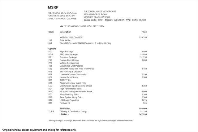 used 2023 Mercedes-Benz CLA 250 car, priced at $30,894