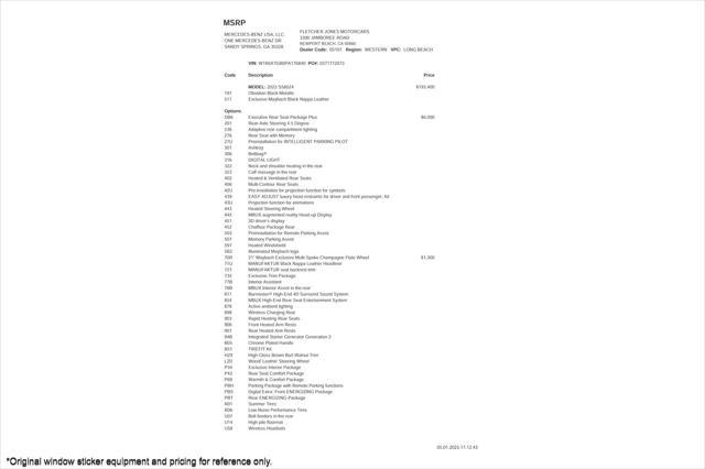 used 2023 Mercedes-Benz S-Class car, priced at $154,894