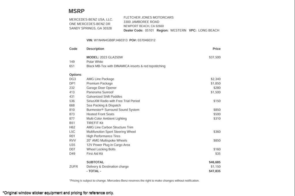 used 2023 Mercedes-Benz GLA 250 car, priced at $29,894