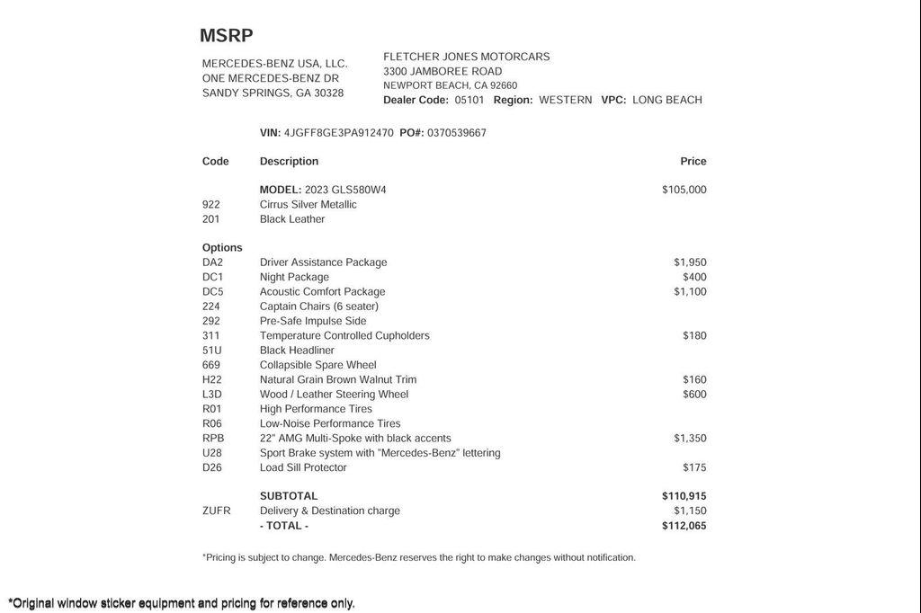 used 2023 Mercedes-Benz GLS 580 car, priced at $83,894