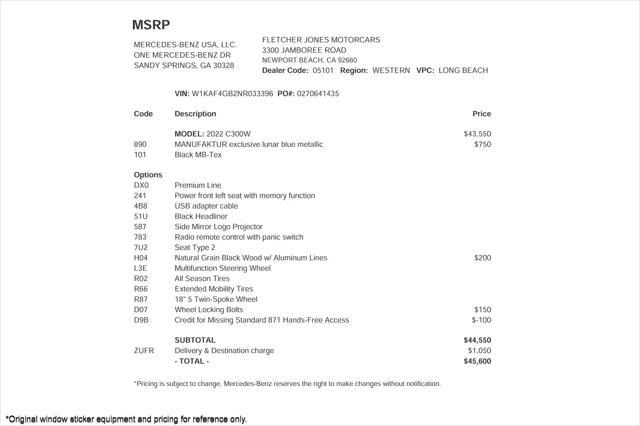 used 2022 Mercedes-Benz C-Class car, priced at $35,894