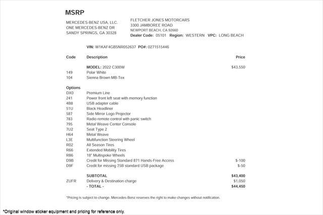 used 2022 Mercedes-Benz C-Class car, priced at $34,894