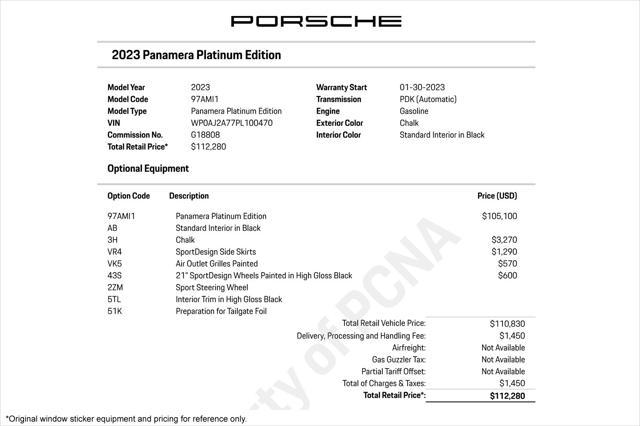 used 2023 Porsche Panamera car, priced at $85,894