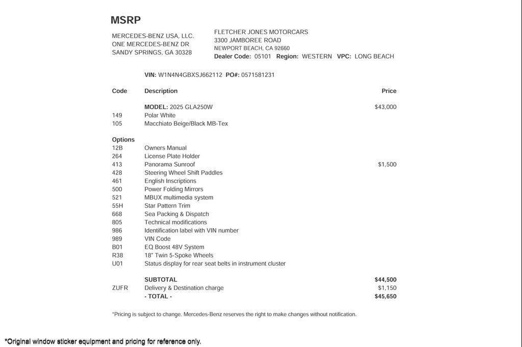 used 2025 Mercedes-Benz GLA 250 car, priced at $45,650