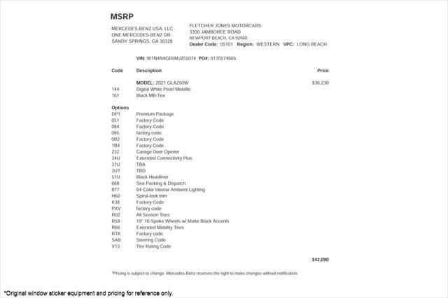 used 2021 Mercedes-Benz GLA 250 car, priced at $22,893
