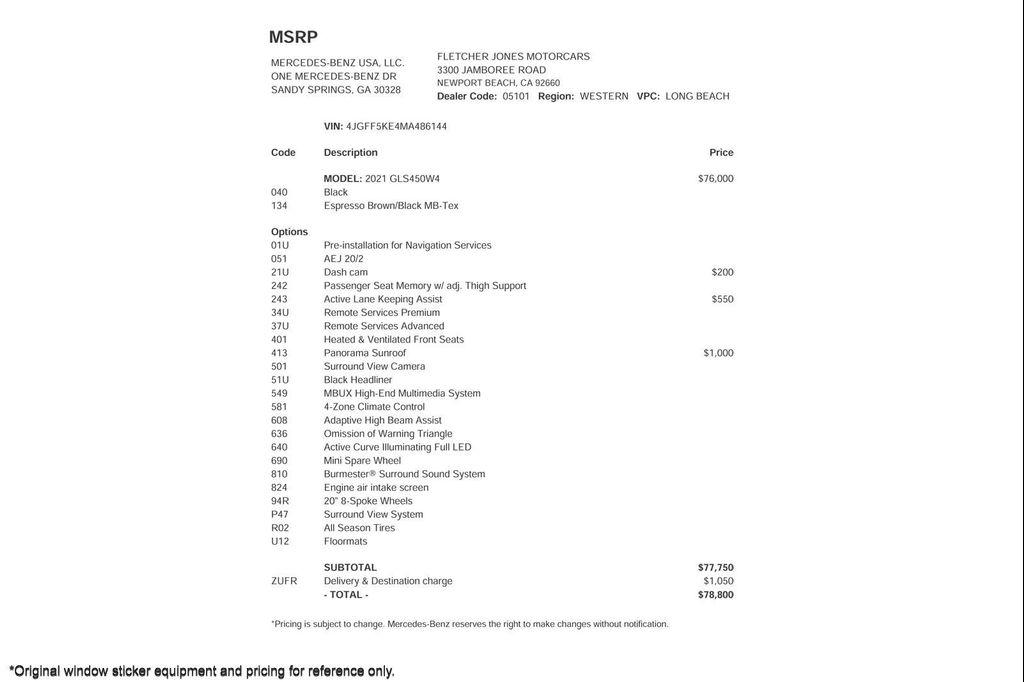 used 2021 Mercedes-Benz GLS 450 car, priced at $46,893
