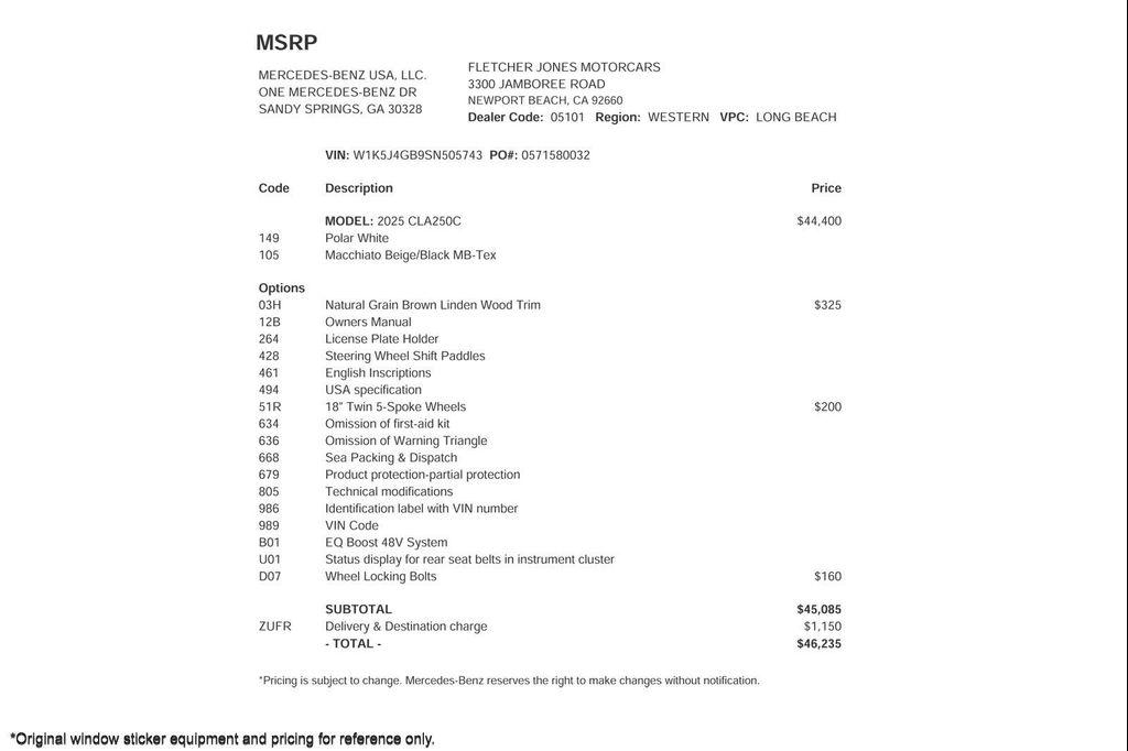 used 2025 Mercedes-Benz CLA 250 car, priced at $46,235