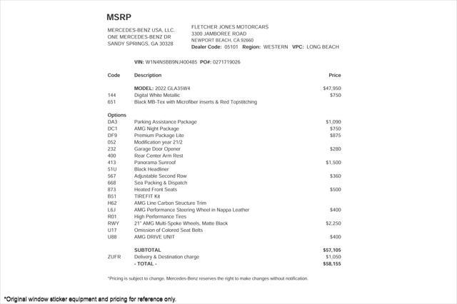 used 2022 Mercedes-Benz AMG GLA 35 car, priced at $39,894