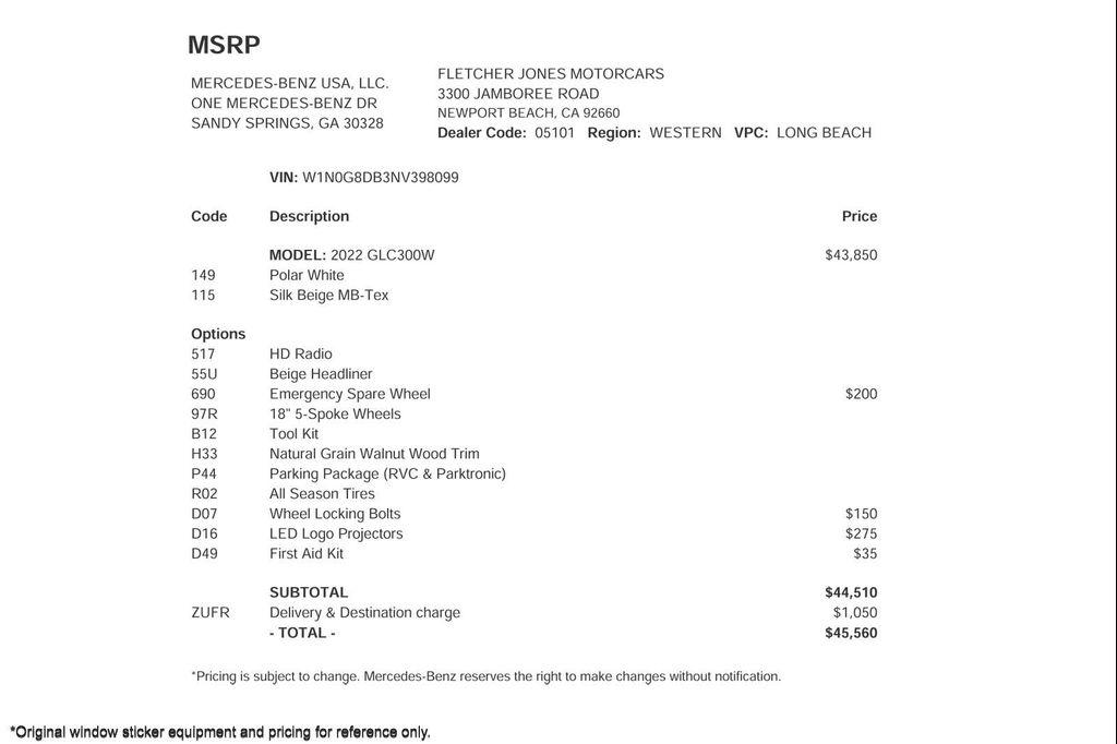 used 2022 Mercedes-Benz GLC 300 car, priced at $28,894