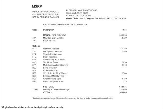 used 2021 Mercedes-Benz GLB 250 car, priced at $26,893