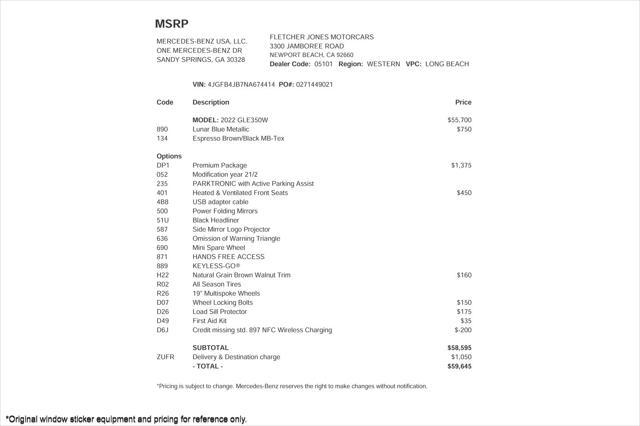 used 2022 Mercedes-Benz GLE 350 car, priced at $41,894
