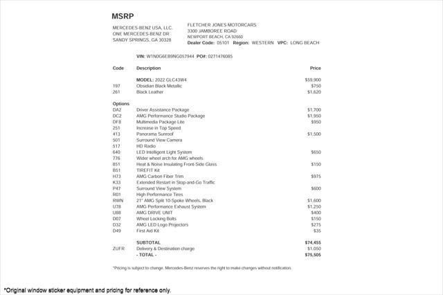 used 2022 Mercedes-Benz AMG GLC 43 car, priced at $49,894