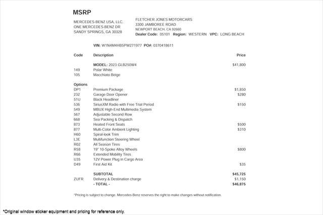 used 2023 Mercedes-Benz GLB 250 car, priced at $33,894