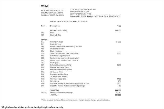 used 2022 Mercedes-Benz C-Class car, priced at $33,894