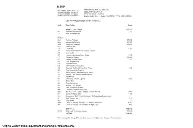 used 2022 Mercedes-Benz C-Class car, priced at $35,894