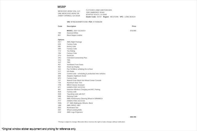 used 2021 Mercedes-Benz AMG GLC 63 car, priced at $62,894
