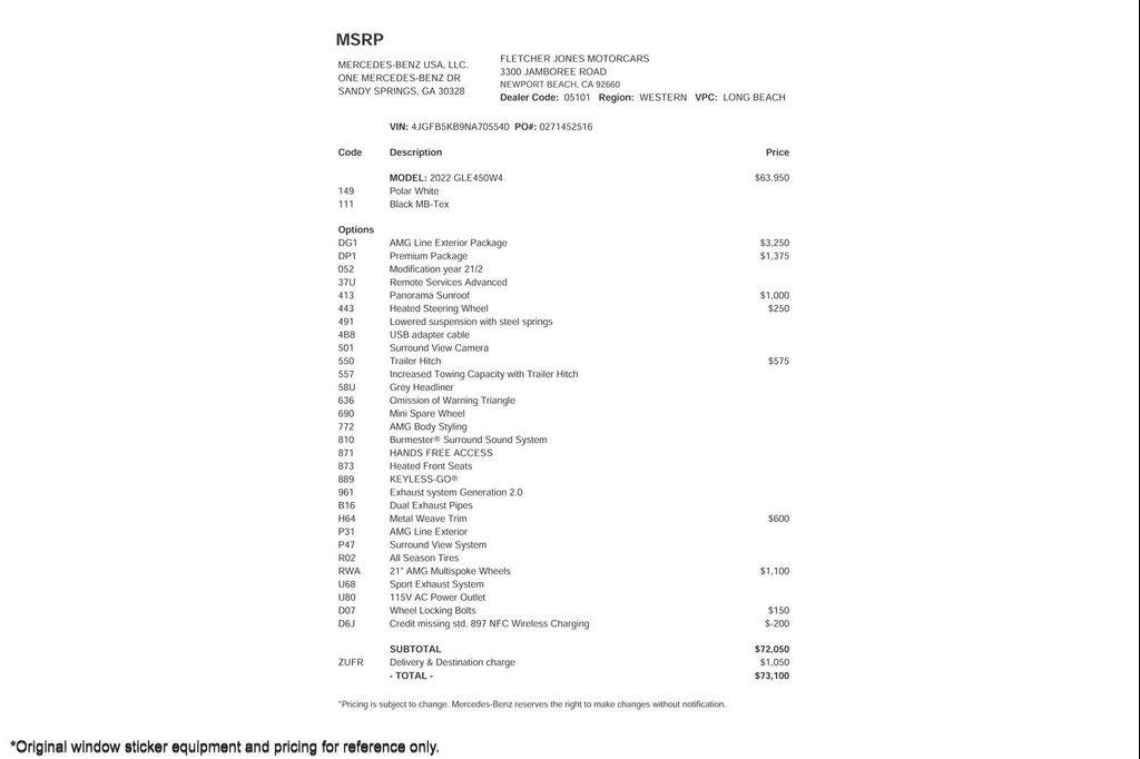 used 2022 Mercedes-Benz GLE 450 car, priced at $47,893