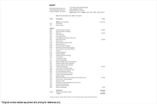 used 2021 Mercedes-Benz G-Class car, priced at $121,892