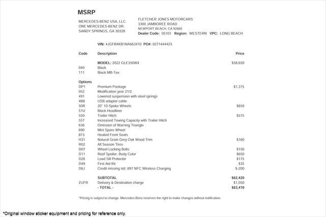 used 2022 Mercedes-Benz GLE 350 car, priced at $37,894