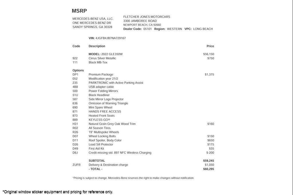 used 2022 Mercedes-Benz GLE 350 car, priced at $39,894