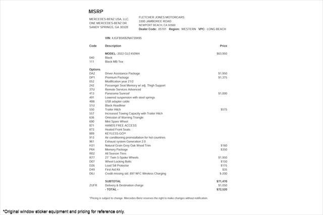 used 2022 Mercedes-Benz GLE 450 car, priced at $50,894