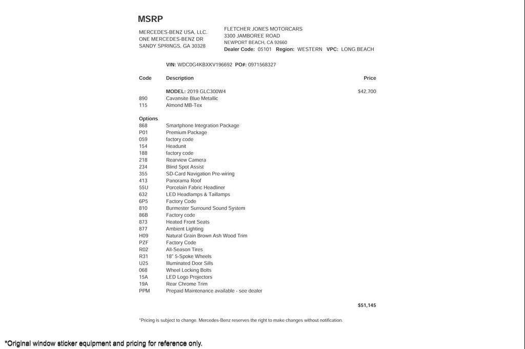 used 2019 Mercedes-Benz GLC 300 car, priced at $22,894