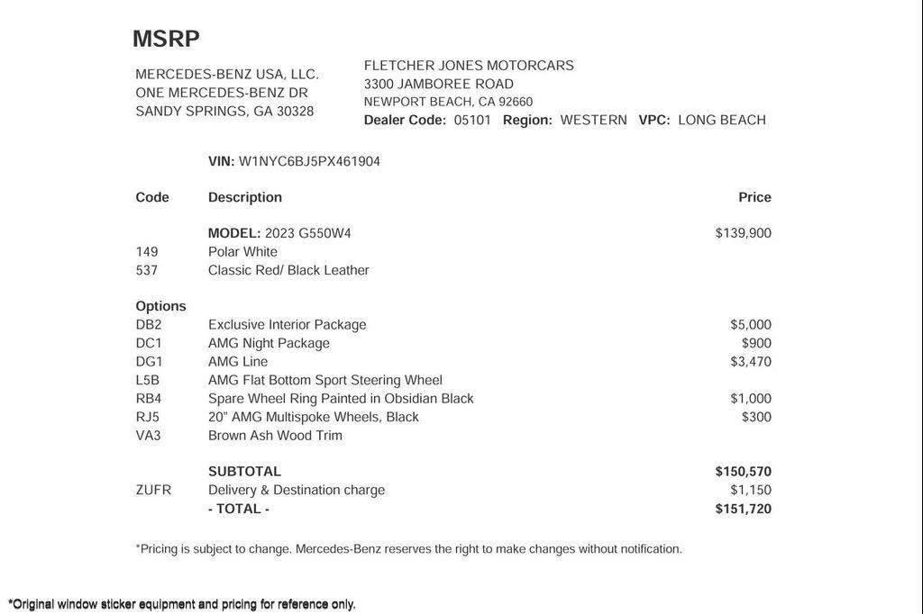 used 2023 Mercedes-Benz G-Class car, priced at $136,894