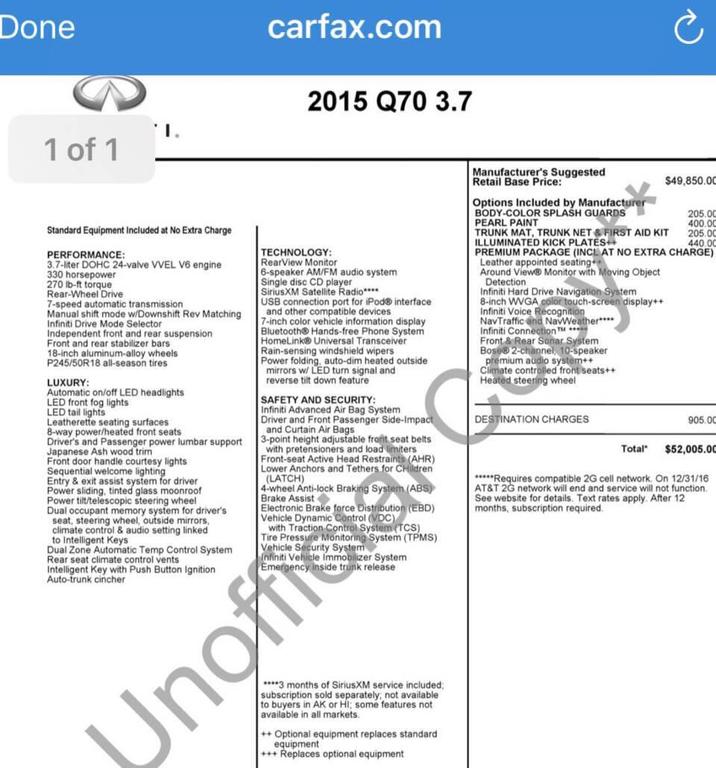 used 2015 INFINITI Q70 car, priced at $11,990