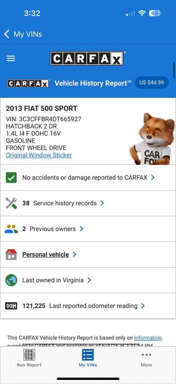 used 2013 FIAT 500 car, priced at $4,990