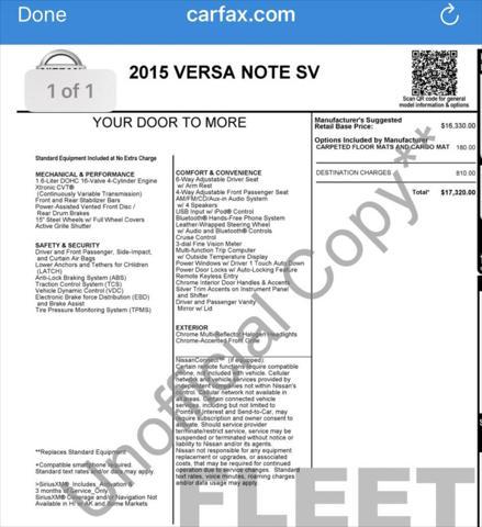 used 2015 Nissan Versa Note car, priced at $3,990