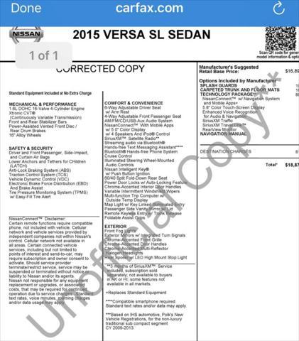 used 2015 Nissan Versa car, priced at $6,490