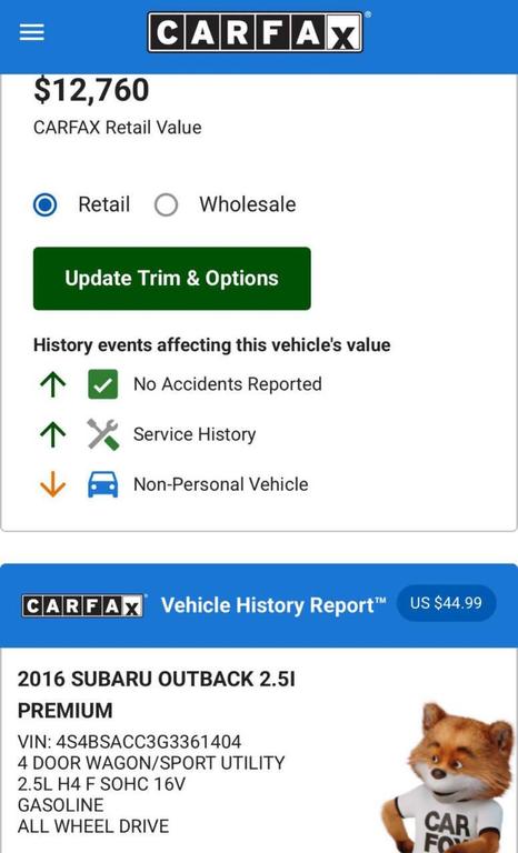 used 2016 Subaru Outback car, priced at $11,990