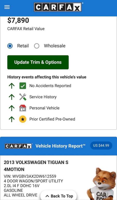 used 2013 Volkswagen Tiguan car, priced at $7,490