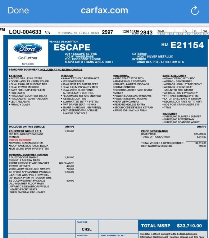used 2017 Ford Escape car, priced at $7,990