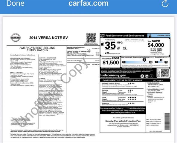 used 2014 Nissan Versa Note car, priced at $5,490
