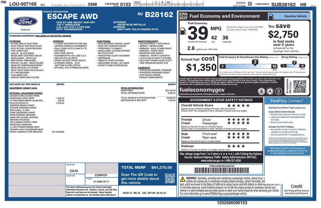 new 2025 Ford Escape car, priced at $35,750
