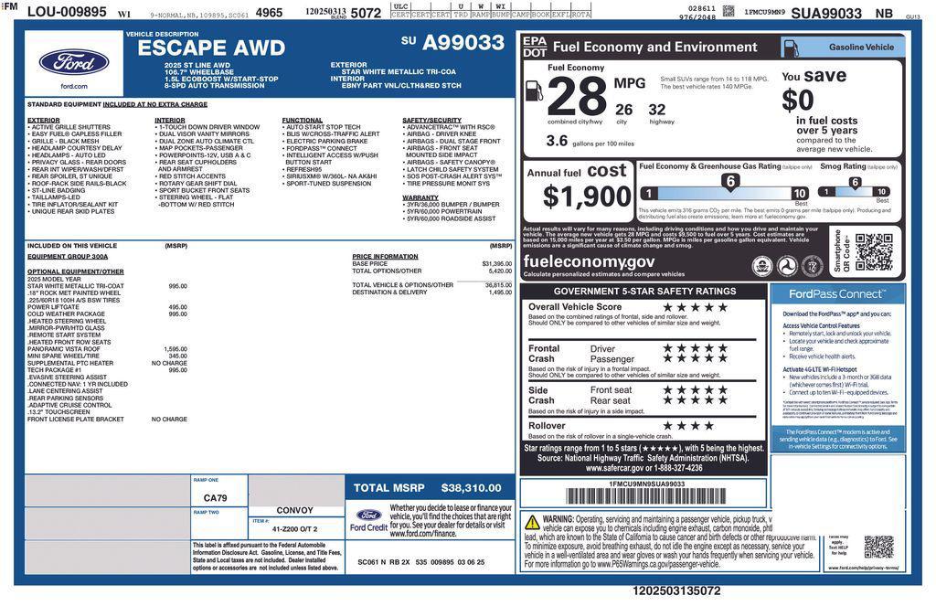 new 2025 Ford Escape car, priced at $30,178